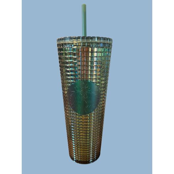 Starbucks 2022 RAINFOREST Green Iridescent Grid Cold Cup Tumbler Venti24oz Drink - Picture 5 of 9
